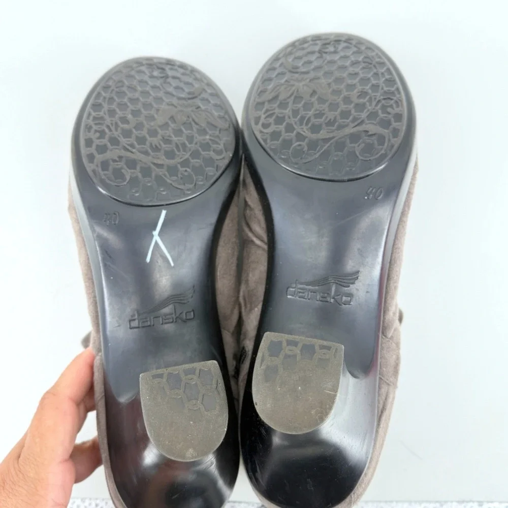 Dansko Buffy Ankle Boots Ruched Suede 40 Taupe Gray Womens Comfort Booties